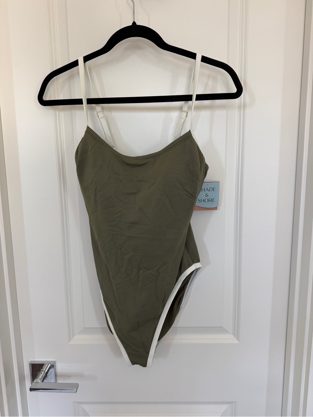 Target Olive Green One Piece Swimsuit with White Trim